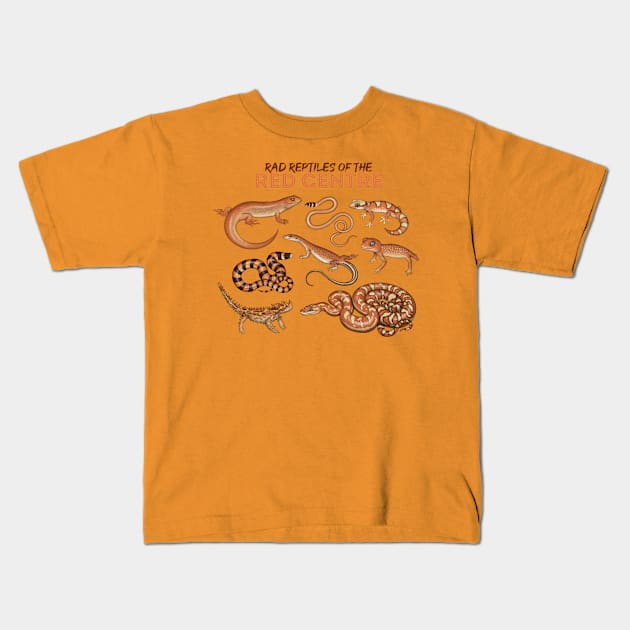 Rad Reptiles of the Red Centre Kids T-Shirt by miss_varanus